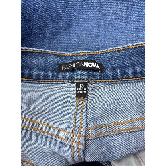 Fashion Nova Womens Wide Leg Jeans Size 13 Blue Denim - Picture 4 of 11